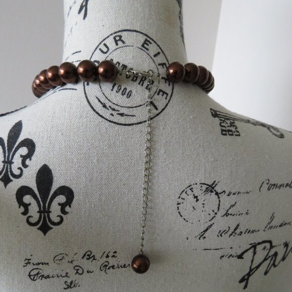 Brown Metallic Finish Beaded Adjustable Length Necklace - Picture 2 of 4